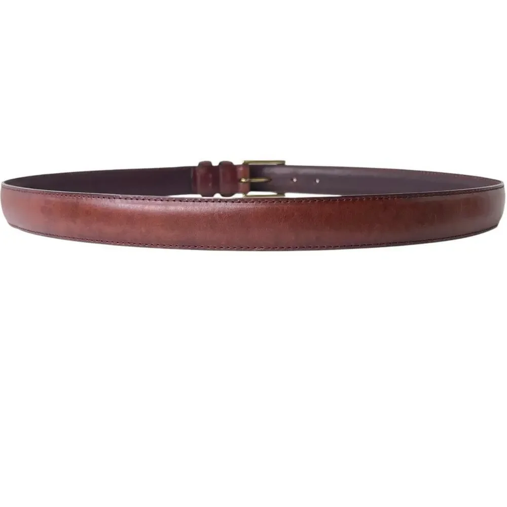 Genuine Leather Dress Belt Solid Brass Buckle Brown Classic Casual Men's 38W